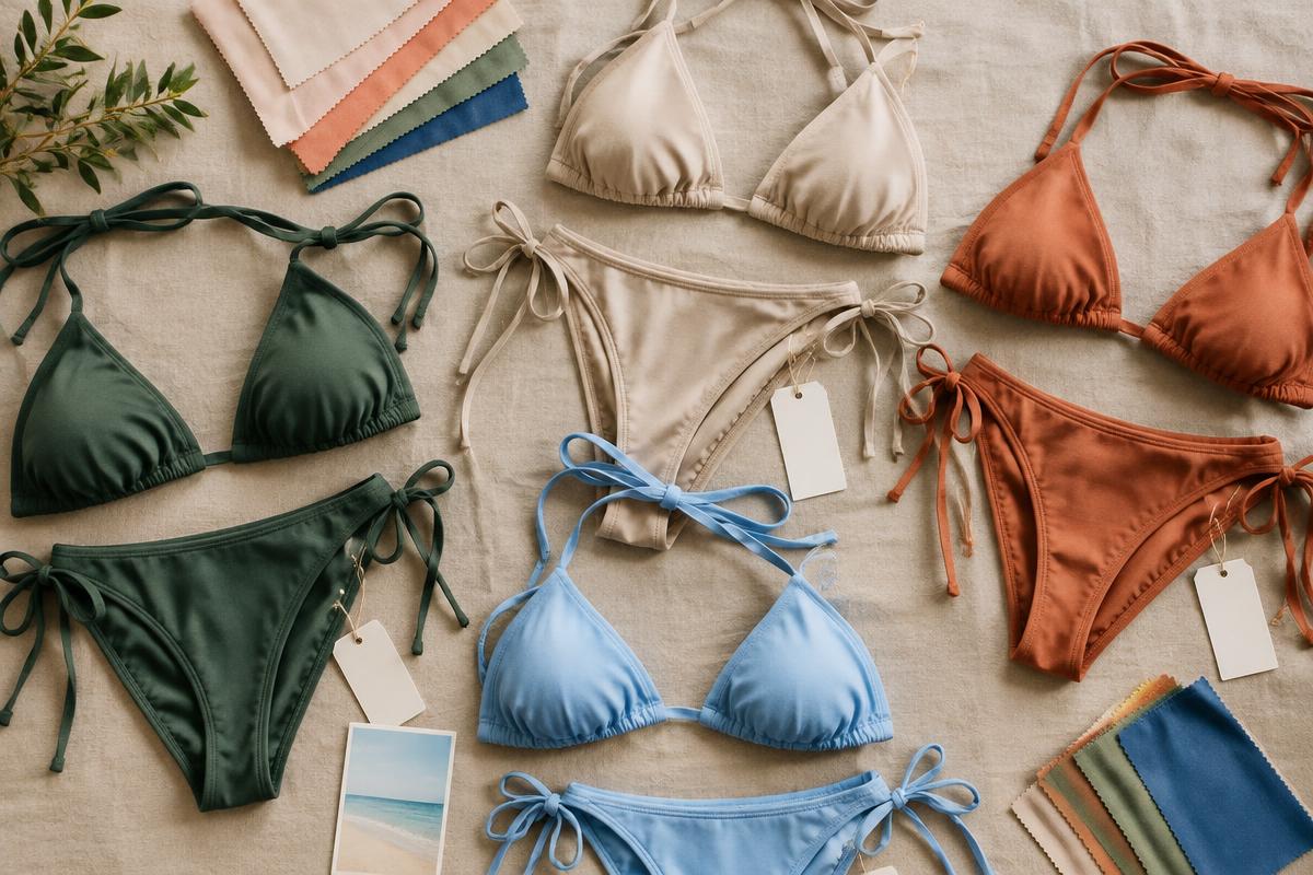 Private label bikini sets in custom colors with blank hang tags